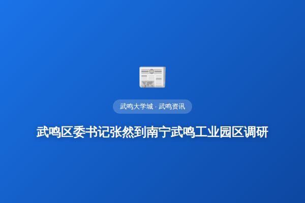 武鸣区委书记张然到南宁武鸣工业园区调研
