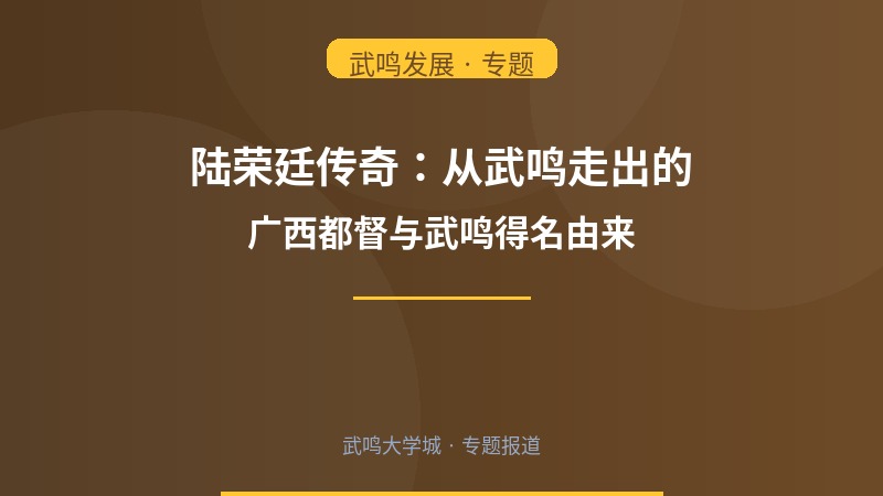陆荣廷传奇：从武鸣走出的广西都督与武鸣得名由来